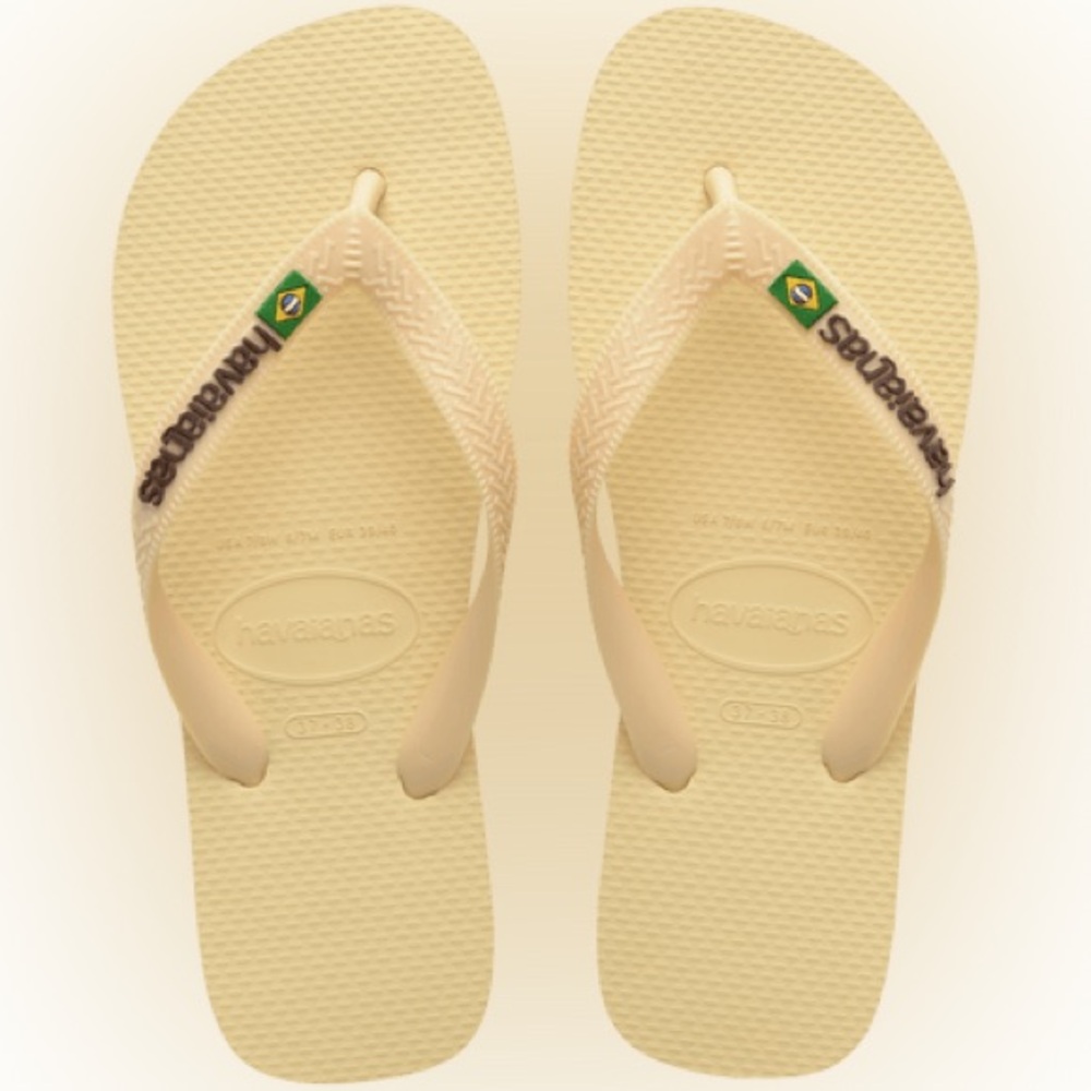 Women's Brazil Logo Flip Flops, women’s size 37/38, NWT
